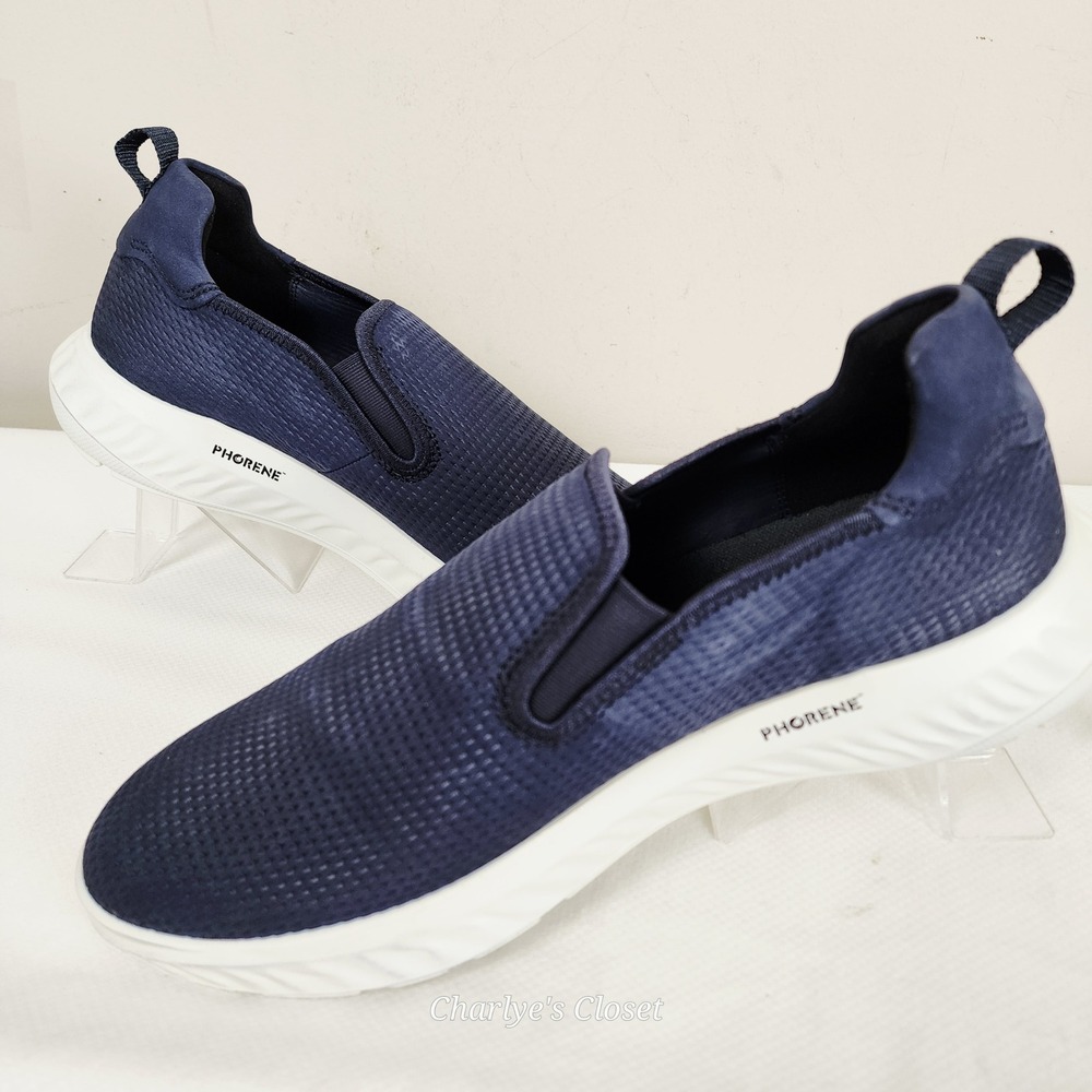 ECCO S.T.1 Slip On PHORENE Sneaker Mens 13-13.5 Navy Leather Comfort Casual Shoe